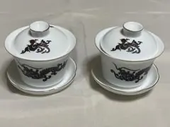 蓋、皿付き　湯呑み　2客セット