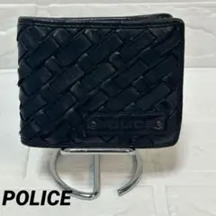 美品⭐︎POLICE二つ折りメッシュ革財布　レザー黒のサムネイル