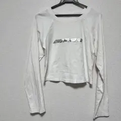 長袖Tシャツ ホワイト メタリックロゴ