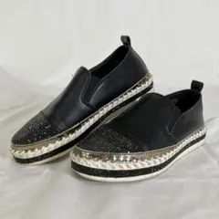 アルテミスbyダイアナ ラインストーン スリッポンスニーカー 22.5cm 黒