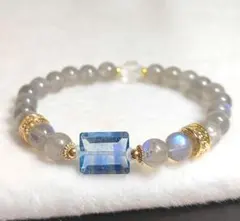 ラブラドライト　フローライトルース　スターカット水晶　ブレスレット