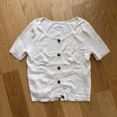 【美品】 GU ホワイト 半袖ニット