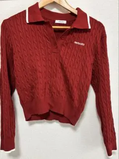 赤ニット ポロ