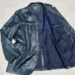 【イタリア製・本革】SICAS レザージャケット 52サイズ ネイビー メンズ イタリア製・本革】SICAS レザージャケット 52サイズ ネイビー