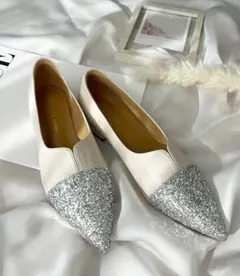 新品 Vカットポインテッドフラットシューズ 25〜25.5cm