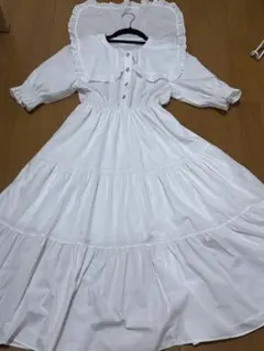 axes femme フリル襟ロングシャツワンピース
