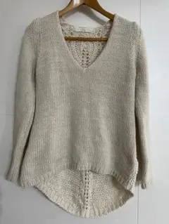 [ZARA] きなり Vネック ニットセーター 長袖