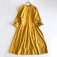 マーガレットハウエル MHL. /ロング シャツ ワンピース 黄色 ノーカラー
