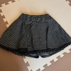 黒と白のチェック柄ツイードスカート 140