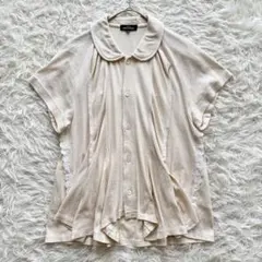 【トリココムデギャルソン】AD2014　シャツ　丸襟　アイボリー　麻　レイヤード