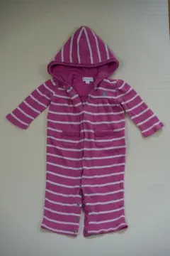 【ラルフローレン】6m ピンクと白のストライプロンパース