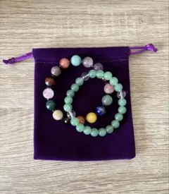 【パワーストーン】レインボーカラー&翡翠ブレスレット★2本セット★