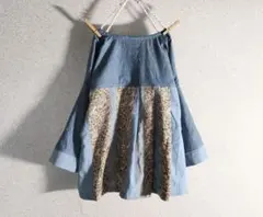 パッチワーク×ダンガリー*ドルマンスリーブ·岡山デニム·サイドスリット