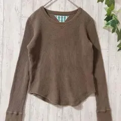 Manic Monday ワッフル サーマル 長袖カットソー F ブラウン