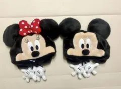 【のこ様】ミッキー＆ミニー 耳付きファー帽子