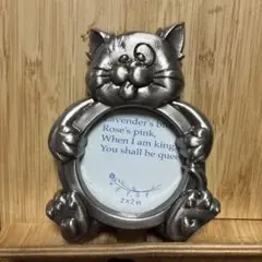 海外製　猫ちゃん丸形 フォト フレーム ビンテージ