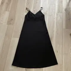ユニクロ　サテンキャミソールワンピース　XS　ブラック