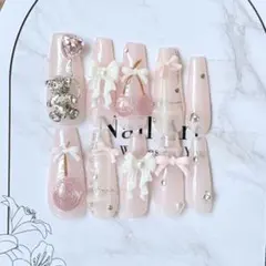 ネイル　韓国 量産型 フレンチガーリー スナ系 地雷系 ワンホン 推し