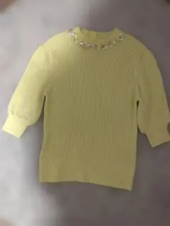 ジルスチュアート　リブ編み七分袖セーター