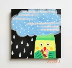 原画『なんでなんで？』鳥 不思議 物語 キャンバス 手描き オリジナル 一点もの 原画『なんでなんで？』キャンバス(F3号) 鳥 メルヘン 一点もの 送料