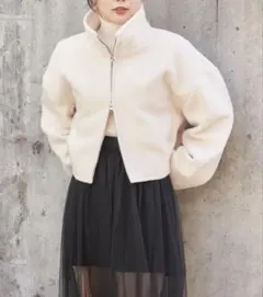 Chico チコ　シャギージップショートブルゾン