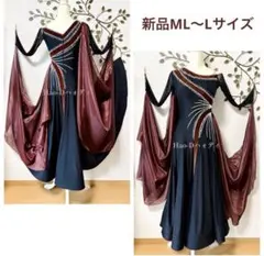 新品★ダンスドレス★スタンダード★社交ダンス★競技会★パーティー★黒&チョコのサムネイル
