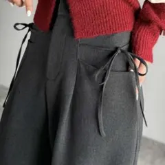 リボン使いワイドスラックスパンツ mily bilet