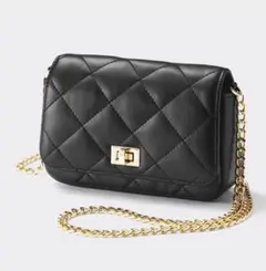 GU キルティングミニショルダーバッグ ブラック