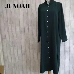 JUNOAH ジュノア　レディースロングワンピース　グリーン　長袖薄手　古着
