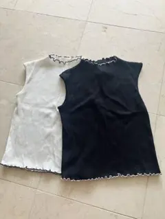 GUリブ編みノースリーブトップス2枚セット(M)