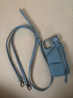 ajew iPhone15 スマホケース・ストラップ付き grayblue