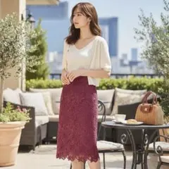 【新品タグ付】 UNITED ARROWS ベリーピンク総レース S 春物 花柄