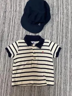 Petit Bateau ストライプシャツと帽子 セット 6m