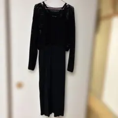 ブラックキャミワンピース（レース編み付き）