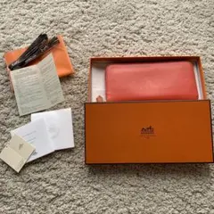 エルメス長財布 シルクイン　オレンジ　箱付き　 中古品