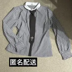 [アクシーズファム] クロス刺繍ネクタイ付 シャツ レディース フリーサイズ