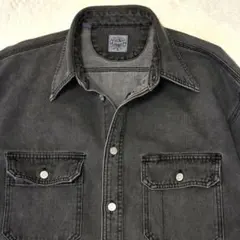 ヴィンテージ 古着 BLUE WORK グレー デニム シャツ 長袖 L メンズ