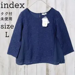 新品 L インデックス index 花柄 プルオーバー ブラウス ネイビーのサムネイル