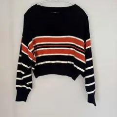 ストライプデザイン長袖ニット Fサイズ