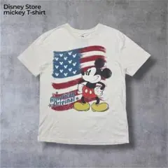 DisneyディズニーミッキープリントTシャツアメリカ柄レトロ古着白ホワイト短丈