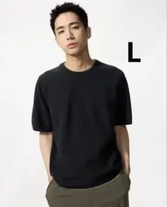 ユニクロ　ウォッシャブルミラノリブニットTシャツ　L