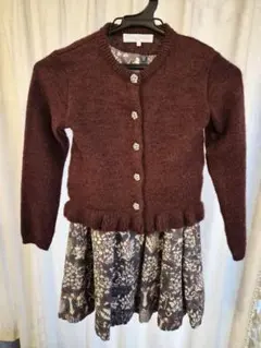 タルティーヌエショコラ 130 ジャンバースカート、カーディガンをセットで
