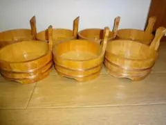 未使用品　７個　片手盛桶 (目皿なし) 木製 外径φ145　保管品のサムネイル