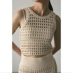 【STYLEMIXER】　テープヤーンショートニット　透かし編みニットベストのサムネイル