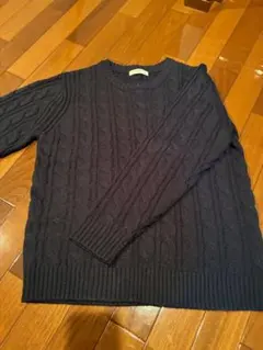 メンズ　長袖　ダークネイビー ニットセーター Lサイズ