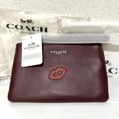 COACH ポーチ コーナー ジップ リストレット レッド タグ付き レザー