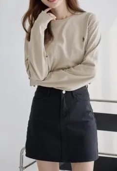 大人気カラー♡ラルフローレン　ワンポイント刺繍　ロングTシャツ　ベージュ