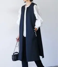 IENA &NAVY カーブネックワンピース ロング フレア ネイビー - メルカリ