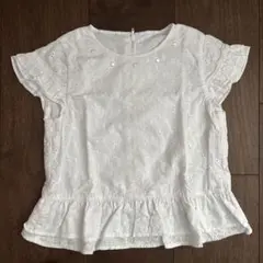 familiar ホワイトレース 半袖ブラウス