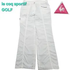 ルコック ゴルフパンツ 中綿 M 白 レディース 防寒 デカロゴ